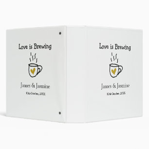 Love is Brewing coffee mug gold heart couple name 3 Ring Binder