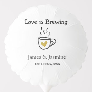 Love is Brewing coffee mug gold heart couple name Balloon