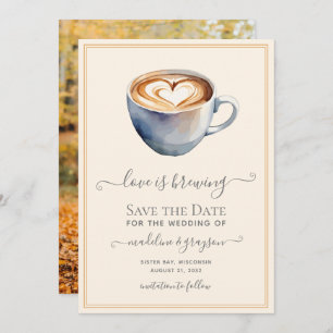 Love is Brewing Coffee Photo Save The Date