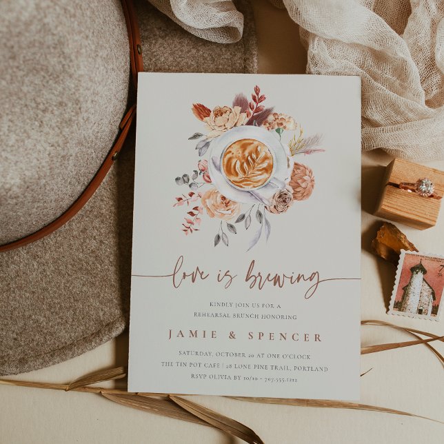 Love is Brewing Coffee Rehearsal Brunch Invitation (Creator Uploaded)