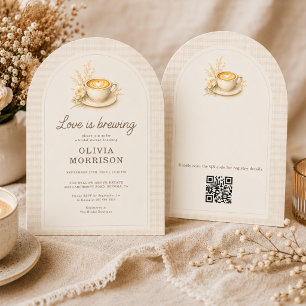 Love is Brewing Coffee Rustic Floral Bridal Shower Invitation