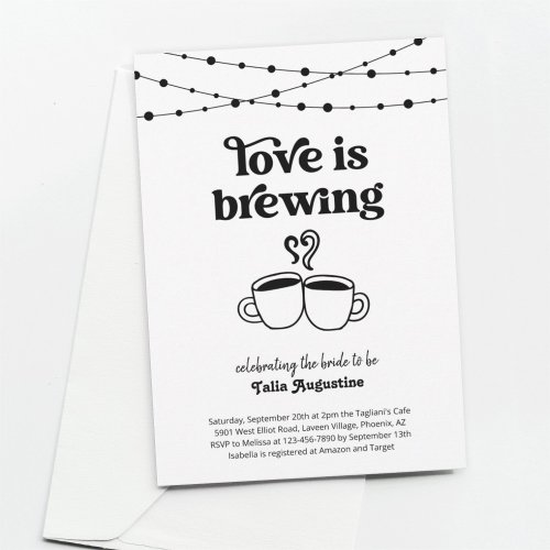 Love is Brewing Coffee Tea Couples  Bridal Shower Invitation