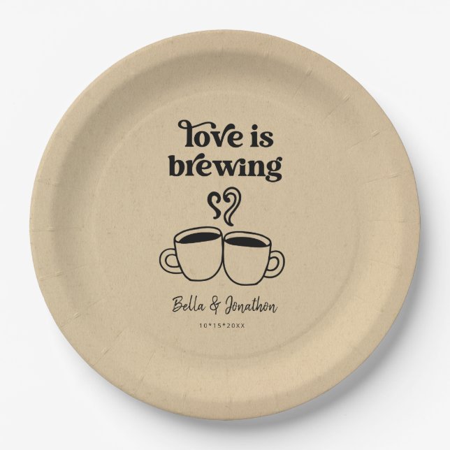 Love is Brewing Coffee /  Tea Napkin Paper Plates (Front)