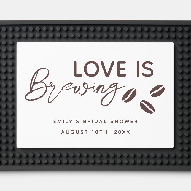 Love is Brewing Coffee Theme Bridal Shower Bar Mat (Front (Close Up))