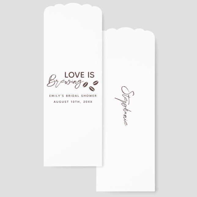Love is Brewing Coffee Theme Bridal Shower Bookmarks (Front & Back)