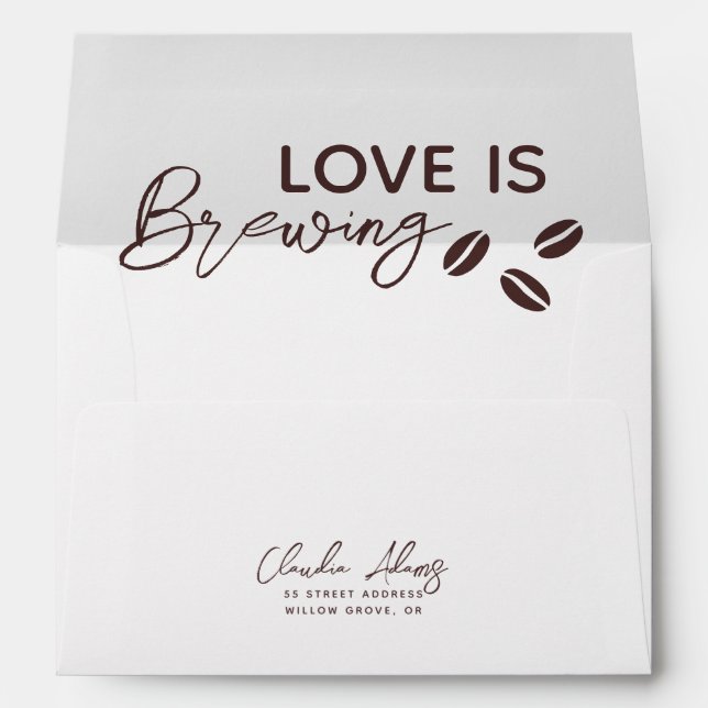 Love is Brewing Coffee Theme Bridal Shower Envelope (Back (Bottom))