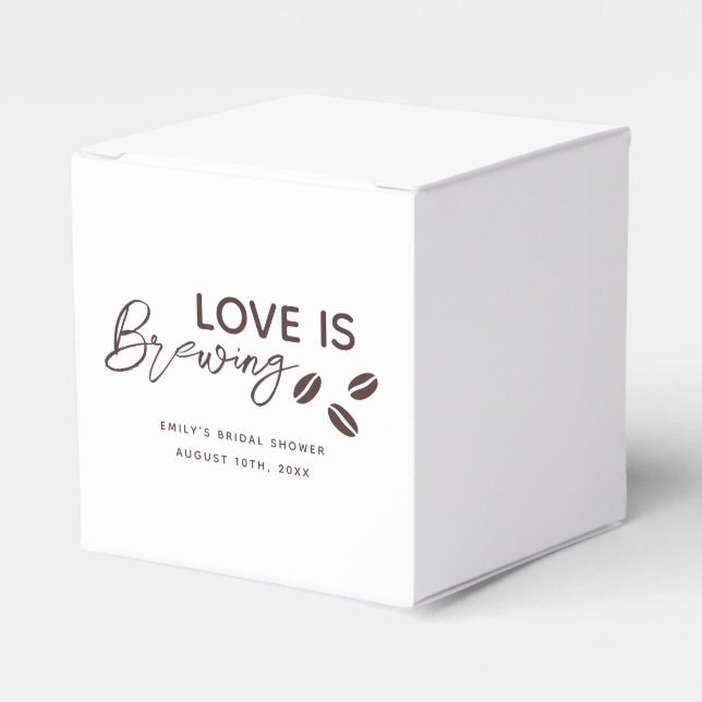 Love is Brewing Coffee Theme Bridal Shower Favor Boxes (Front Side)