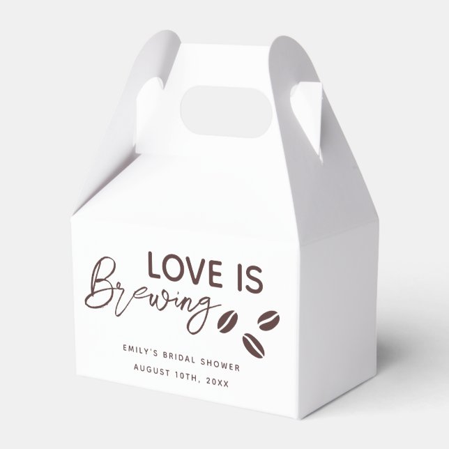 Love is Brewing Coffee Theme Bridal Shower Favor Boxes (Front Side)