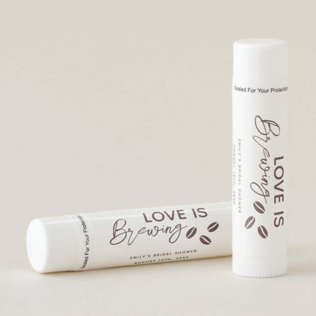 Love is Brewing Coffee Theme Bridal Shower Lip Balm (Front)