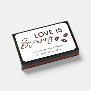 Love is Brewing Coffee Theme Bridal Shower Matchboxes