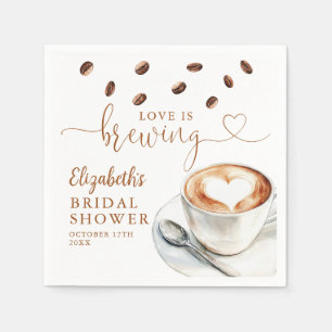 Love Is Brewing Coffee Theme Bridal Shower Napkins