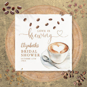 Love Is Brewing Coffee Theme Bridal Shower Napkins