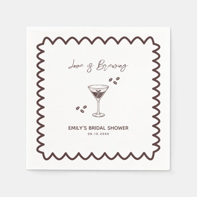 Love is Brewing Coffee Theme Bridal Shower Napkins (Front)