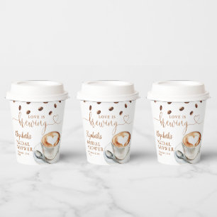 Love Is Brewing Coffee Theme Bridal Shower Paper Cups