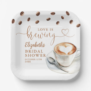 Love Is Brewing Coffee Theme Bridal Shower Paper Plates