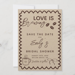 Love is Brewing Coffee Theme Bridal Shower Save The Date