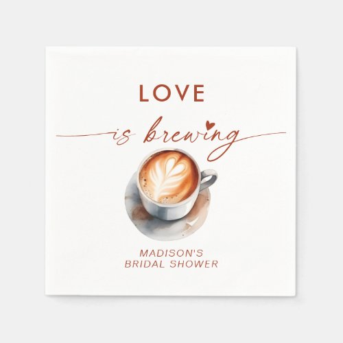 Love Is Brewing Coffee Themed Bridal Shower  Napkins