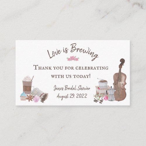 Love is Brewing Coffee Themed Shower Favor Cards