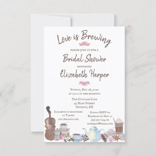 Love is Brewing Coffee themed Shower Invitation