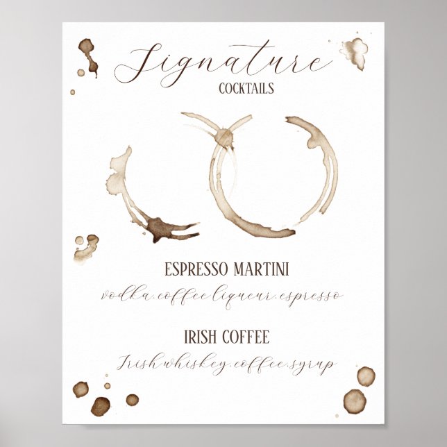 Love is Brewing! Coffee Themed Signature Drinks Poster (Front)