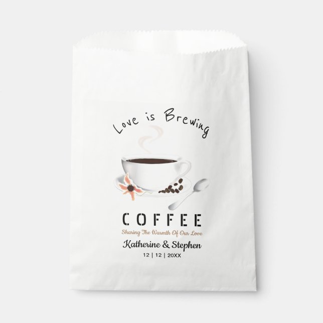Love Is Brewing Coffee Wedding Favor Bag (Front)