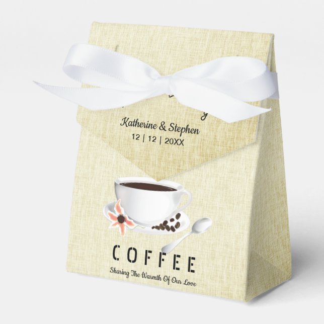 Love Is Brewing Coffee Wedding Favor Boxes (Front Side)