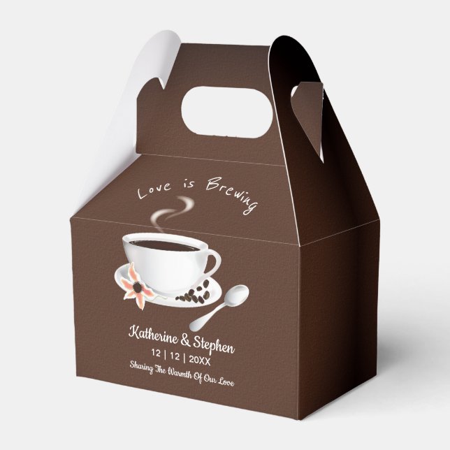 Love Is Brewing Coffee Wedding  Favor Boxes (Front Side)