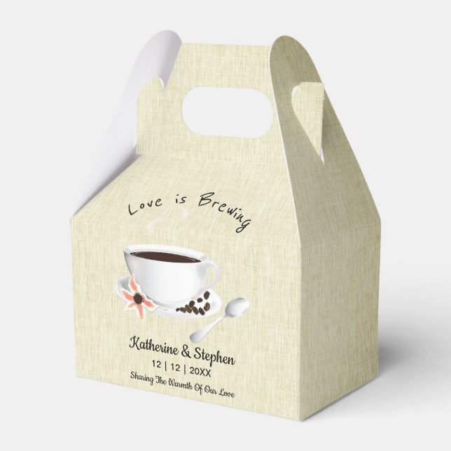 Love Is Brewing Coffee Wedding Favor Favor Boxes (Front Side)