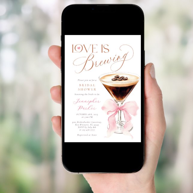 Love is Brewing Coquette Bridal Shower  Invitation (Front Digital)