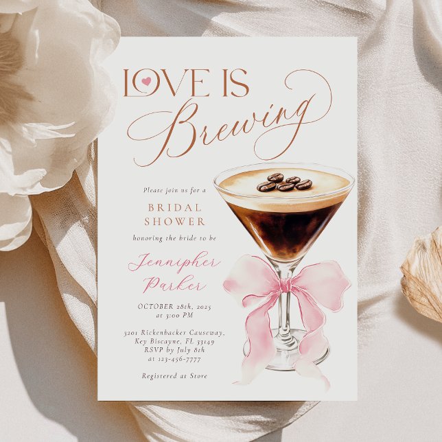 Love is Brewing Coquette Bridal Shower Invitation (Creator Uploaded)