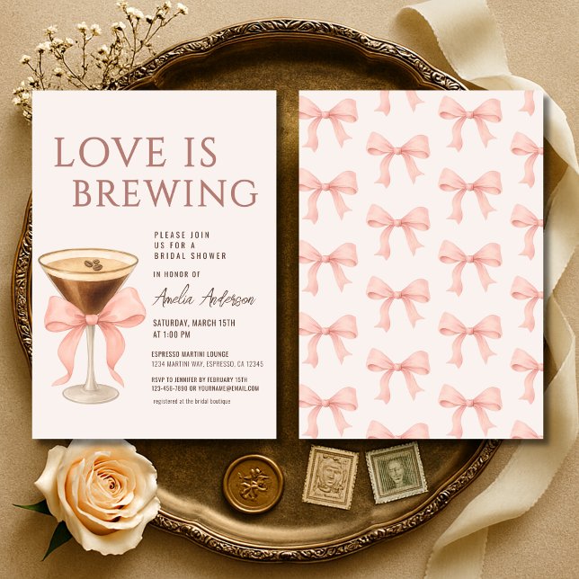 Love Is Brewing Coquette Bridal Shower Invitation (Creator Uploaded)