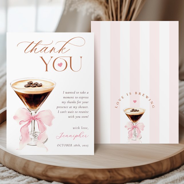 Love is Brewing Coquette Bridal Shower Thank You Card (Creator Uploaded)
