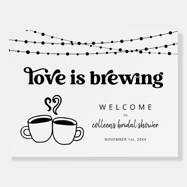 Love is Brewing Couple Wedding Shower Welcome Sign (Front)