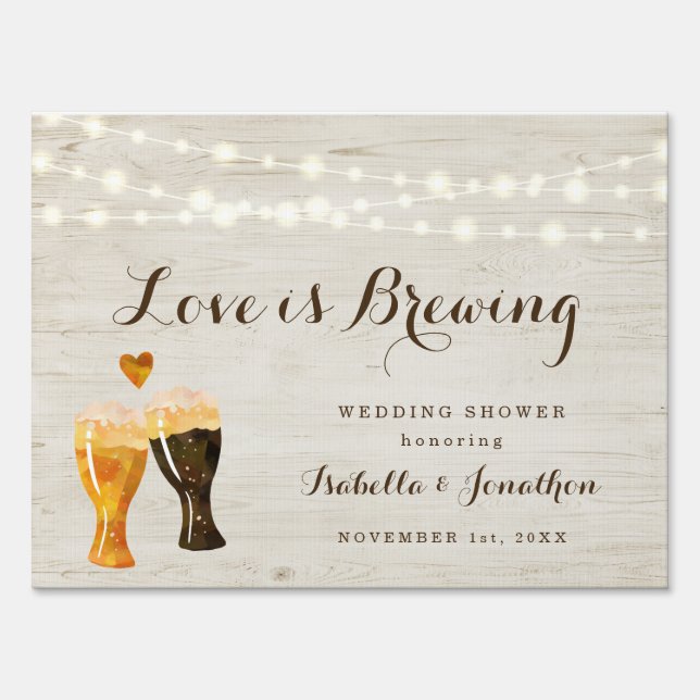 Love is Brewing Couple Wedding Shower Welcome Sign (Front)