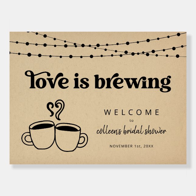 Love is Brewing Couple Wedding Shower Welcome Sign (Front)