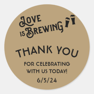 Love is Brewing Couples Bridal Shower Favors Classic Round Sticker