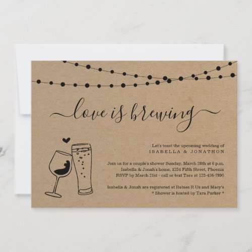 Love is Brewing Couples Bridal Shower Invitation