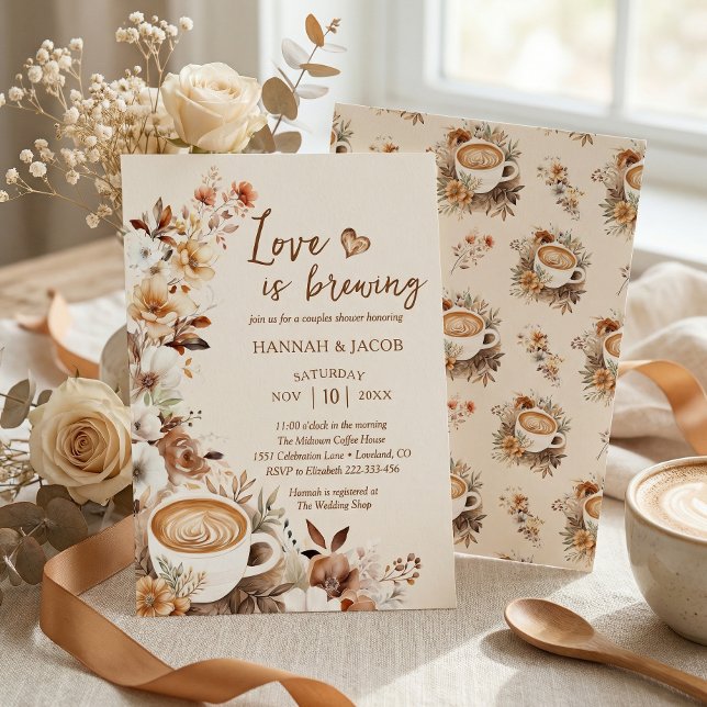 Love is Brewing Couples Coffee Bridal Shower Invitation (Creator Uploaded)