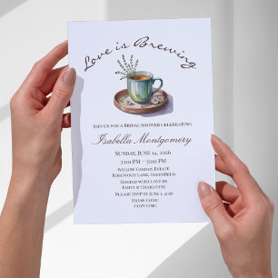 Love Is Brewing Cozy Breakfast Tea Bridal Shower Invitation
