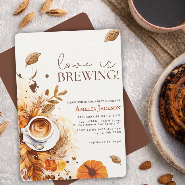 Love is brewing cozy fall coffee Bridal shower Invitation (Creator Uploaded)