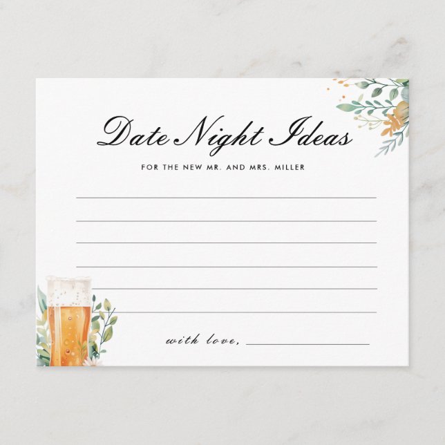 Love is Brewing Date Night Ideas Bridal Shower Enclosure Card (Front)