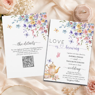 Love is Brewing Dragonflies All in One Wedding Invitation