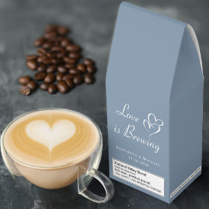 Love Is Brewing Dusty Blue Wedding Favor Roasted Coffee