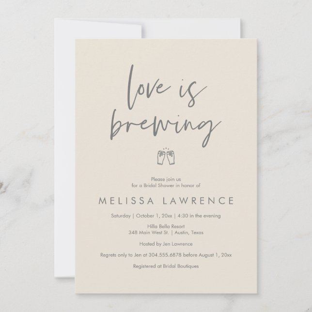 Love is brewing, Elegance Bridal Shower Beer Party Invitation (Front)
