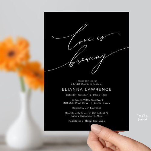 Love is Brewing Elegant Bridal Shower Brewery Invitation