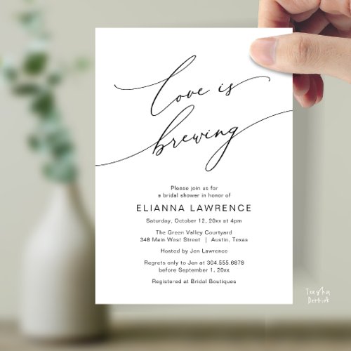 Love is Brewing Elegant Bridal Shower Brewery Invitation
