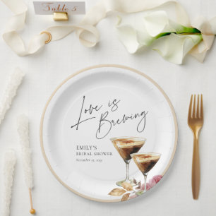 Love is Brewing Elegant Bridal Shower Paper Plates