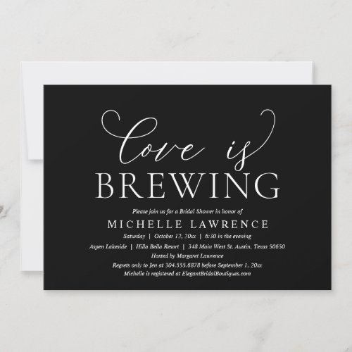 Love is Brewing Elegant Bridal Shower Party Invit Invitation