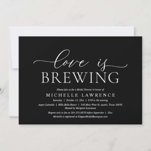 Love is Brewing Elegant Bridal Shower Party Invitation