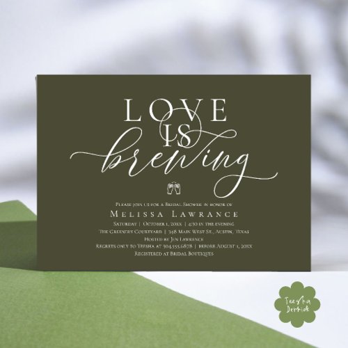 Love Is Brewing Elegant Script Bridal Shower Invitation